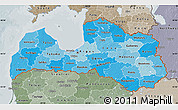 Political Shades Map of Latvia, semi-desaturated