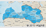 Political Shades Map of Latvia, shaded relief outside