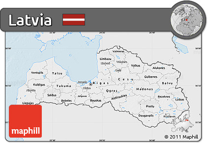 Silver Style Map of Latvia, single color outside