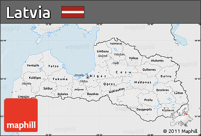 Silver Style Map of Latvia, single color outside