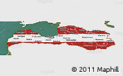Flag Panoramic Map of Latvia, single color outside, satellite sea, flag centered