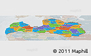 Political Panoramic Map of Latvia, lighten, semi-desaturated