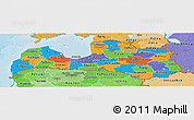 Political Panoramic Map of Latvia, political shades outside