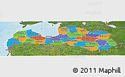Political Panoramic Map of Latvia, satellite outside, bathymetry sea