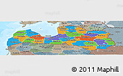 Political Panoramic Map of Latvia, semi-desaturated, land only