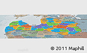 Political Panoramic Map of Latvia, semi-desaturated