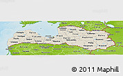 Shaded Relief Panoramic Map of Latvia, physical outside