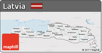 Silver Style Panoramic Map of Latvia, single color outside