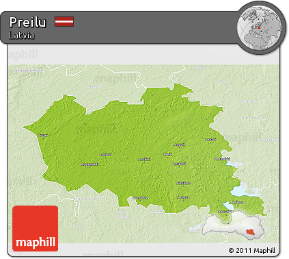 Physical 3D Map of Preilu, lighten