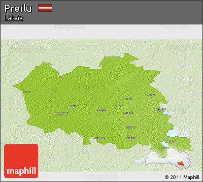 Physical 3D Map of Preilu, lighten