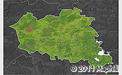 Satellite 3D Map of Preilu, darken, desaturated