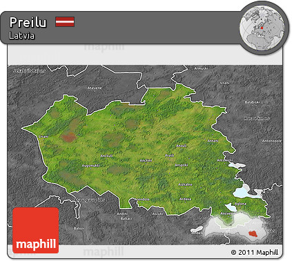 Satellite 3D Map of Preilu, desaturated