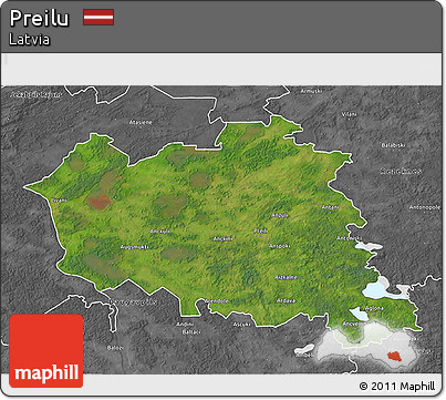 Satellite 3D Map of Preilu, desaturated
