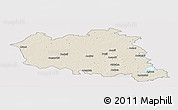 Shaded Relief Panoramic Map of Preilu, single color outside