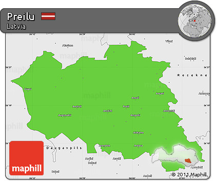 Political Simple Map of Preilu, single color outside, borders and labels