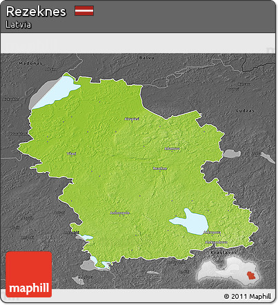 Physical 3D Map of Rezeknes, darken, desaturated