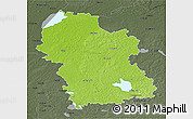 Physical 3D Map of Rezeknes, darken, semi-desaturated