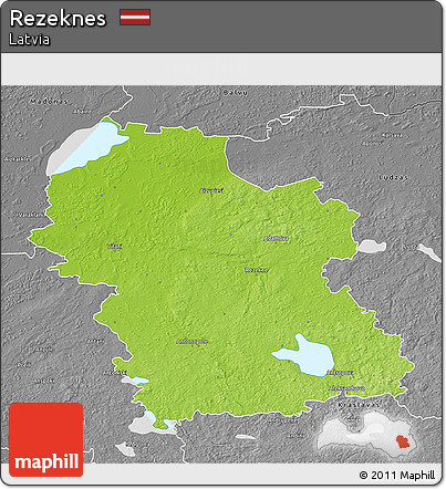 Physical 3D Map of Rezeknes, desaturated