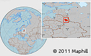 Gray Location Map of Rezeknes, hill shading