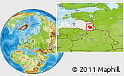 Physical Location Map of Rezeknes, highlighted country