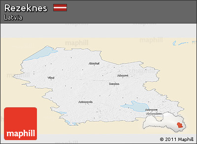 Classic Style Panoramic Map of Rezeknes, single color outside