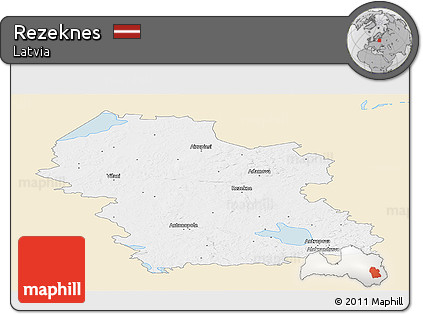 Classic Style Panoramic Map of Rezeknes, single color outside