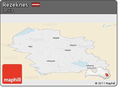 Classic Style Panoramic Map of Rezeknes, single color outside