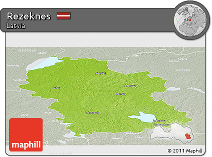Physical Panoramic Map of Rezeknes, lighten, semi-desaturated