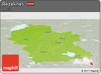 Physical Panoramic Map of Rezeknes, lighten, semi-desaturated