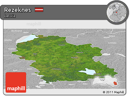 Satellite Panoramic Map of Rezeknes, lighten, desaturated