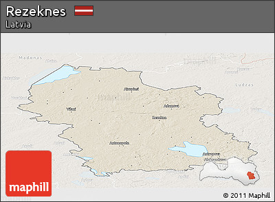Shaded Relief Panoramic Map of Rezeknes, lighten