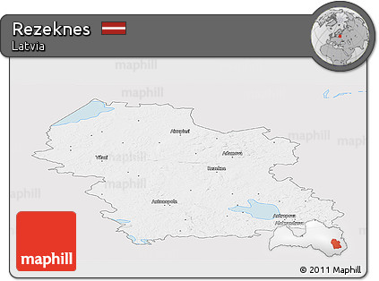Silver Style Panoramic Map of Rezeknes, single color outside