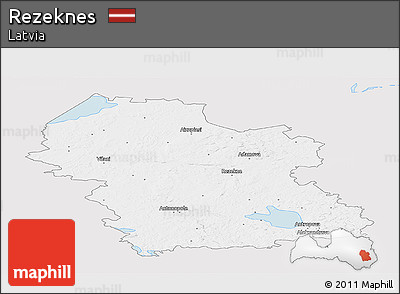 Silver Style Panoramic Map of Rezeknes, single color outside