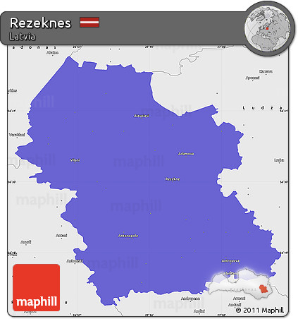 Political Simple Map of Rezeknes, single color outside, borders and labels