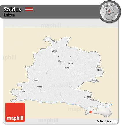 Classic Style 3D Map of Saldus, single color outside