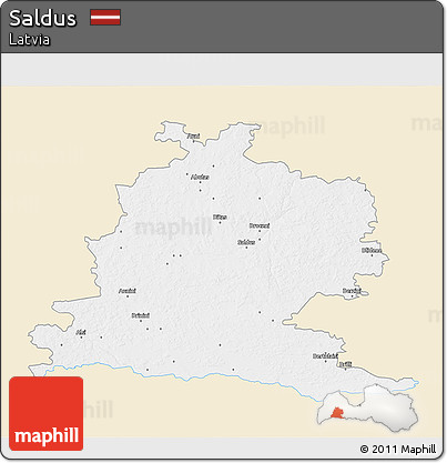 Classic Style 3D Map of Saldus, single color outside