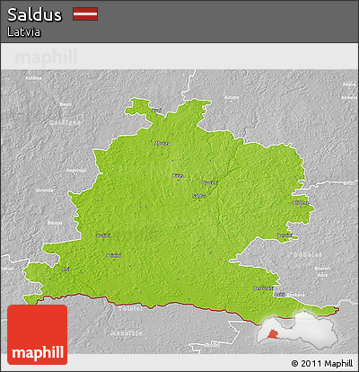 Physical 3D Map of Saldus, lighten, desaturated