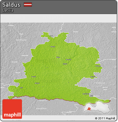 Physical 3D Map of Saldus, lighten, desaturated