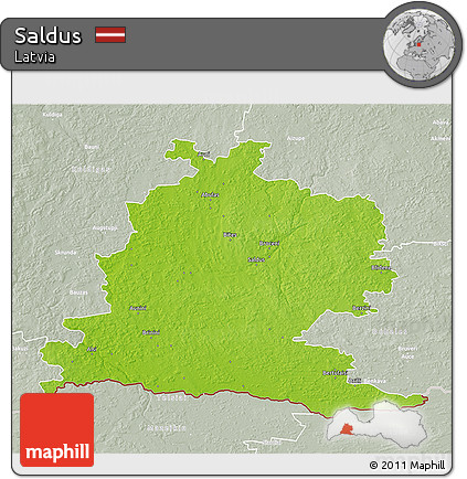 Physical 3D Map of Saldus, lighten, semi-desaturated