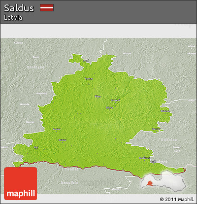 Physical 3D Map of Saldus, lighten, semi-desaturated