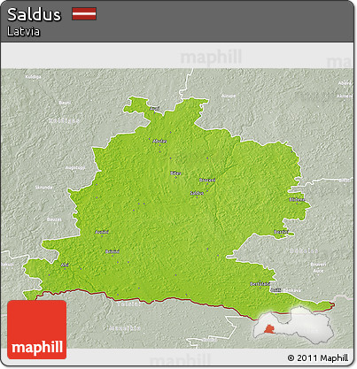 Physical 3D Map of Saldus, lighten, semi-desaturated
