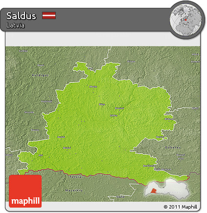 Physical 3D Map of Saldus, semi-desaturated