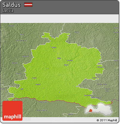 Physical 3D Map of Saldus, semi-desaturated