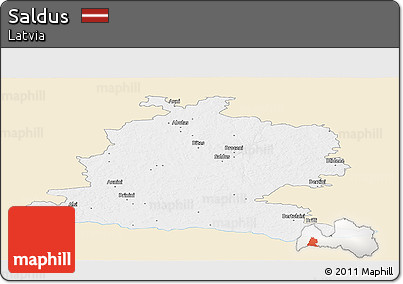 Classic Style Panoramic Map of Saldus, single color outside