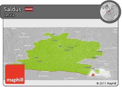 Physical Panoramic Map of Saldus, lighten, desaturated