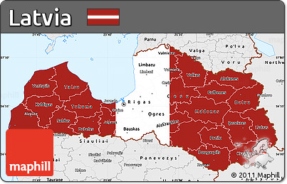Flag Simple Map of Latvia, single color outside, borders and labels, flag rotated