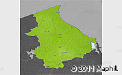 Physical 3D Map of Talsu, darken, desaturated
