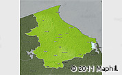 Physical 3D Map of Talsu, darken, semi-desaturated