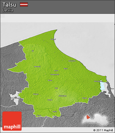 Physical 3D Map of Talsu, desaturated