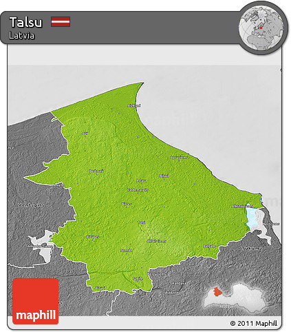 Physical 3D Map of Talsu, desaturated